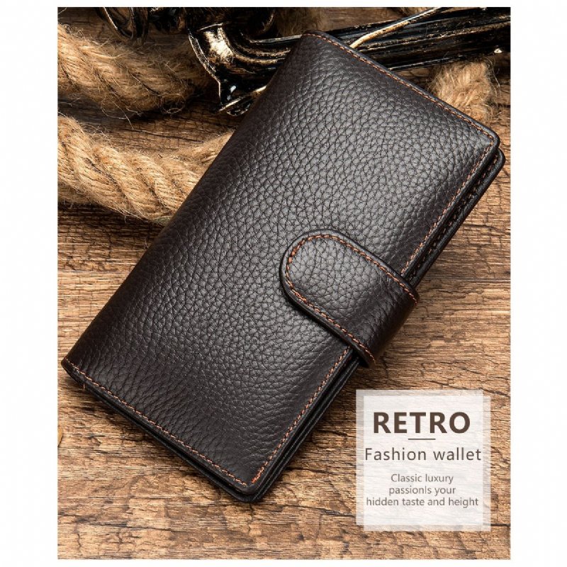 Pánske Peňaženky Exotic Slim Leather Cardholder Wallet - Káva