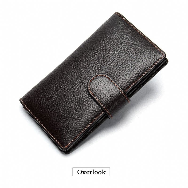 Pánske Peňaženky Exotic Slim Leather Cardholder Wallet - Káva