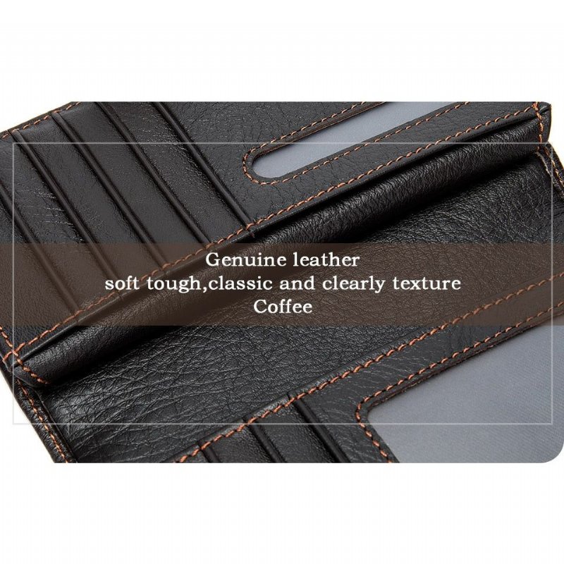 Pánske Peňaženky Exotic Slim Leather Cardholder Wallet - Káva