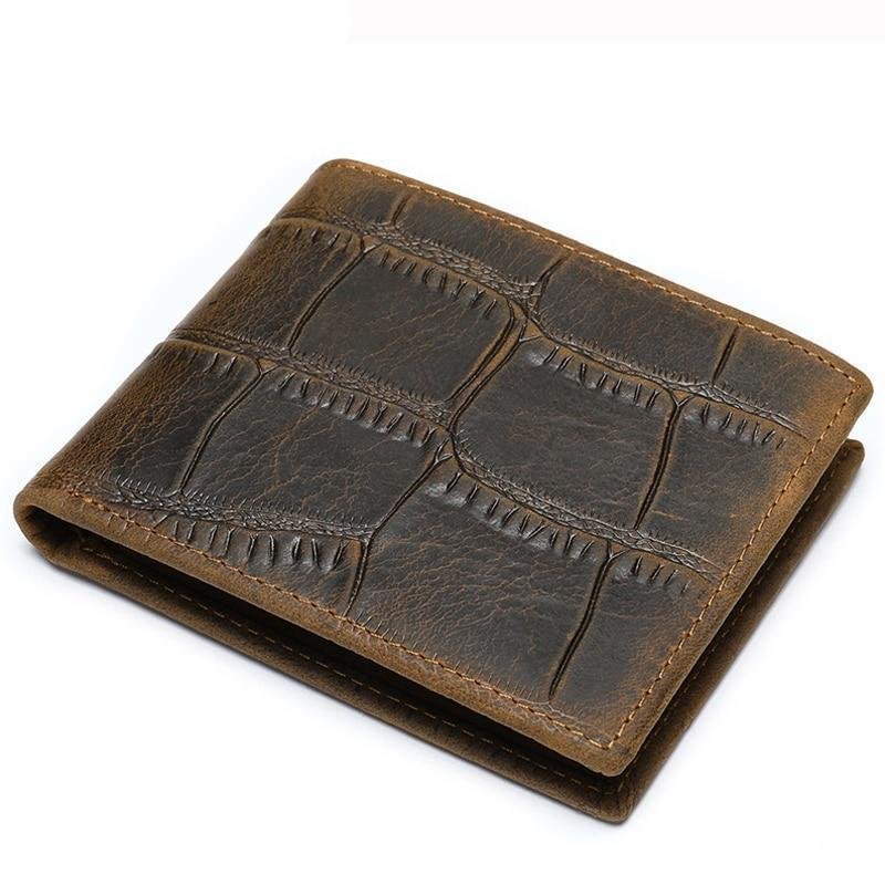 Pánske Peňaženky Exotic Zipper Bifold Wallet - Káva Croc