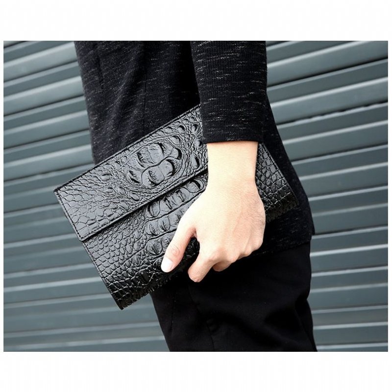 Pánske Peňaženky Horn Back Embossed Pattern Clutch - Čierna