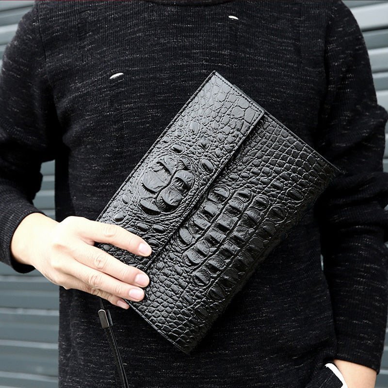 Pánske Peňaženky Horn Back Embossed Pattern Clutch - Čierna