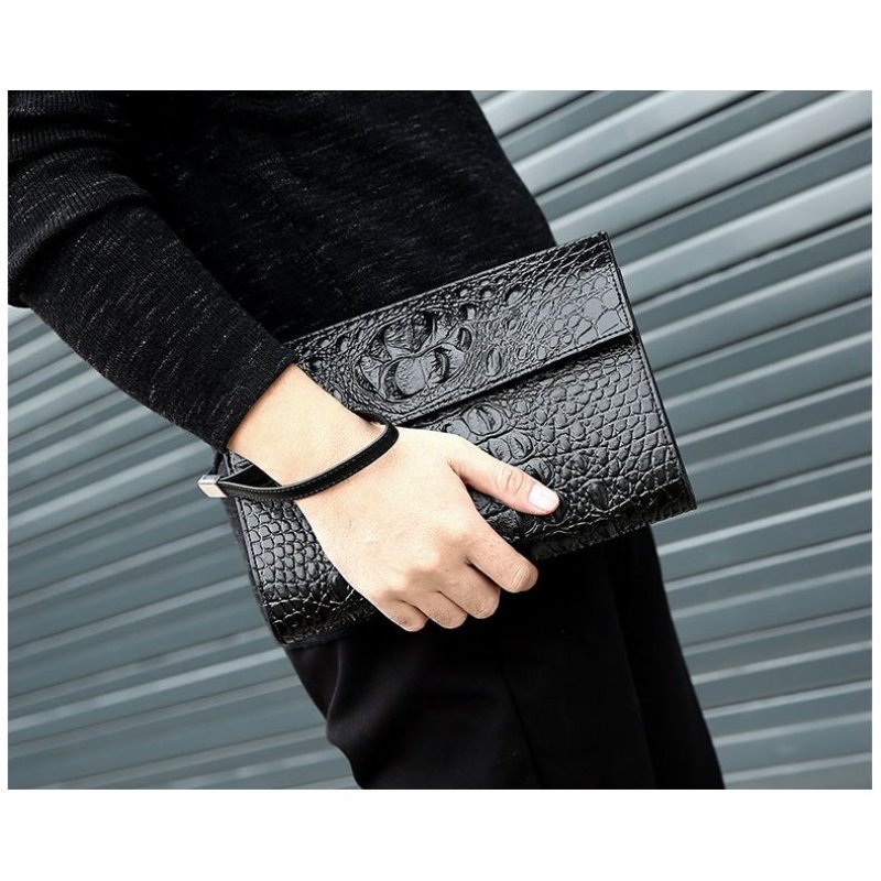 Pánske Peňaženky Horn Back Embossed Pattern Clutch - Čierna