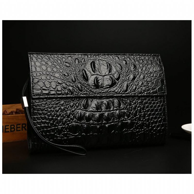 Pánske Peňaženky Horn Back Embossed Pattern Clutch - Čierna