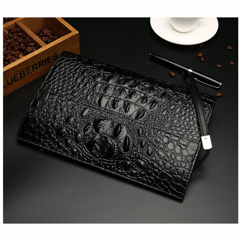 Pánske Peňaženky Horn Back Embossed Pattern Clutch - Čierna