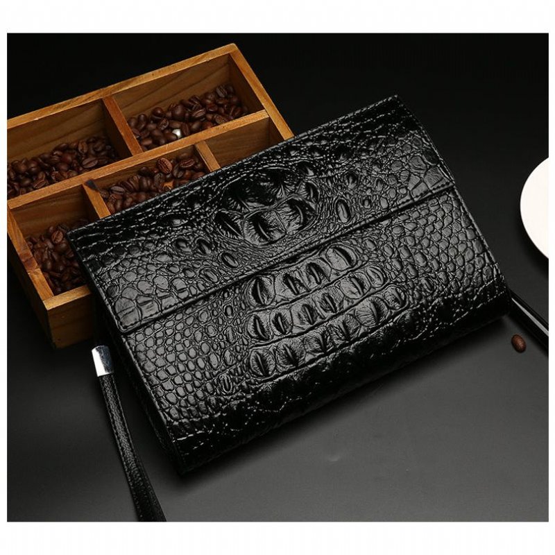 Pánske Peňaženky Horn Back Embossed Pattern Clutch - Čierna