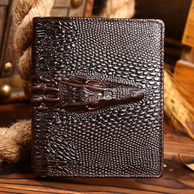 Pánske Peňaženky Luxury Croctex Cowhide Clutch Wallet - Káva