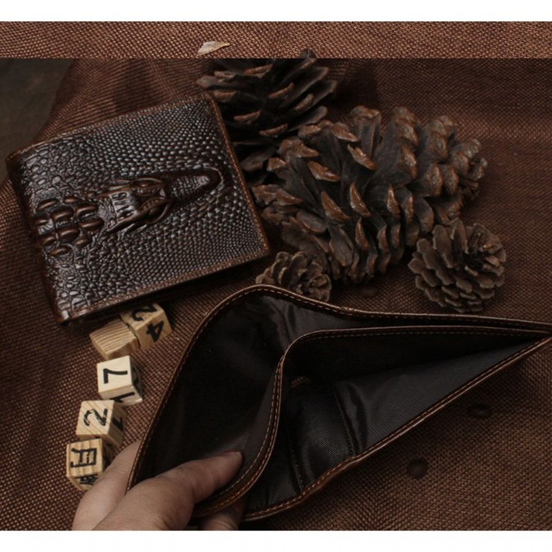 Pánske Peňaženky Luxury Croctex Cowhide Clutch Wallet - Káva