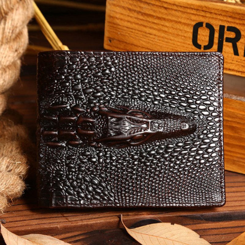 Pánske Peňaženky Luxury Croctex Cowhide Clutch Wallet - Coffee Cross