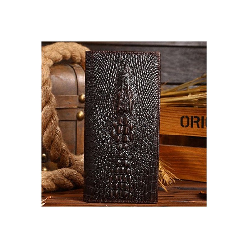 Pánske Peňaženky Luxury Croctex Cowhide Clutch Wallet - Coffee Long