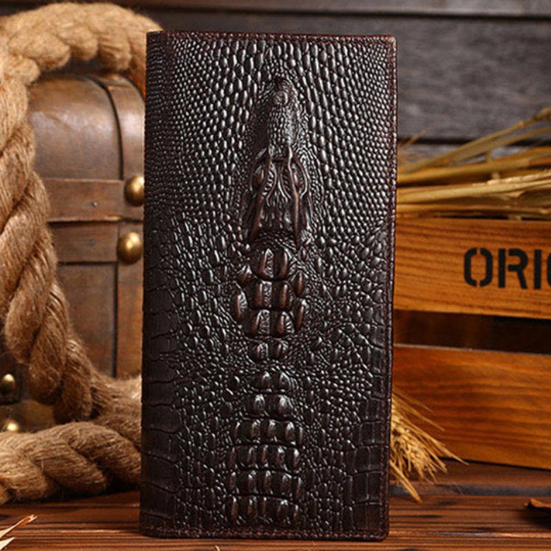 Pánske Peňaženky Luxury Croctex Cowhide Clutch Wallet - Coffee Long