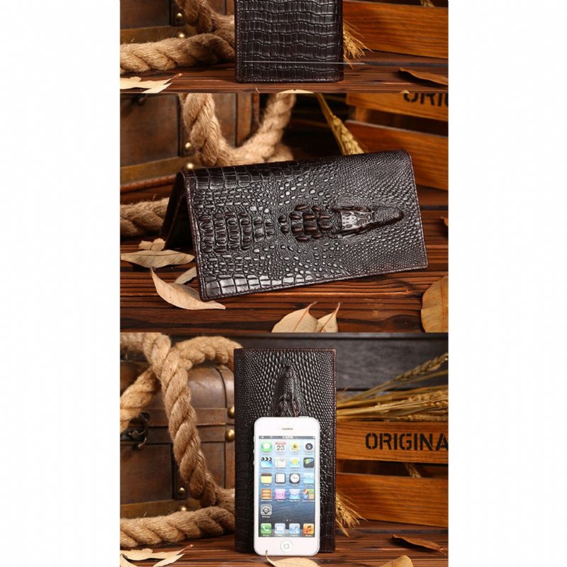 Pánske Peňaženky Luxury Croctex Cowhide Clutch Wallet - Coffee Long