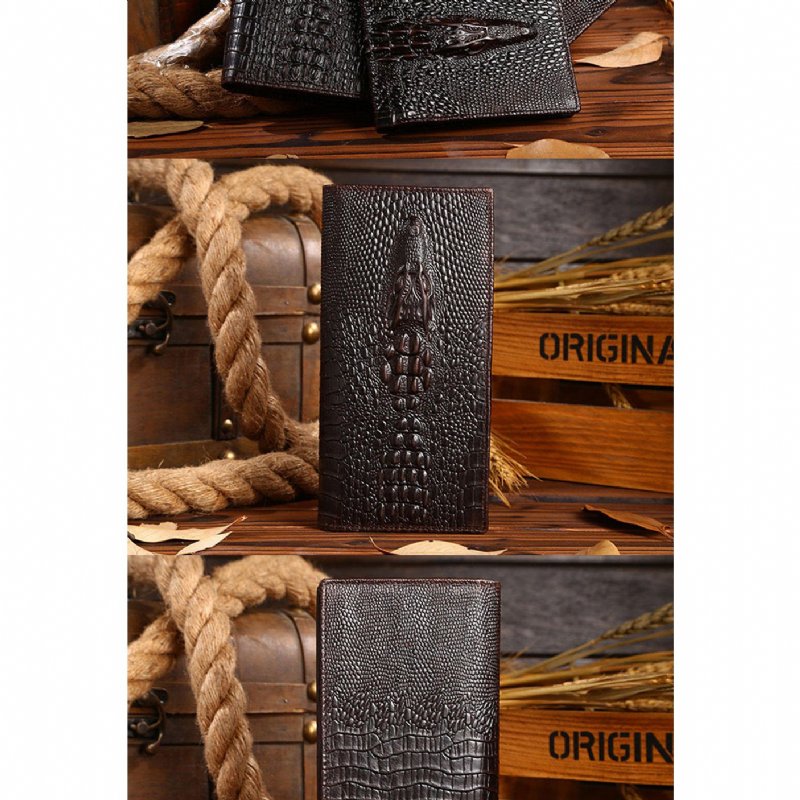 Pánske Peňaženky Luxury Croctex Cowhide Clutch Wallet - Coffee Long