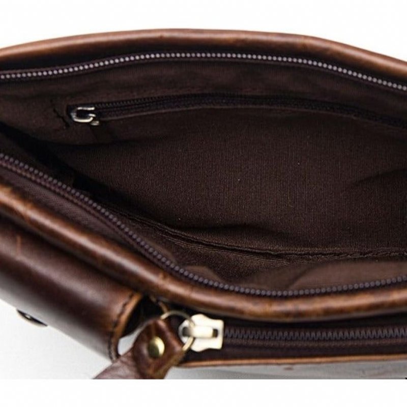 Pánske Peňaženky Luxury Exotic Leather Pillow Shape Travel Waist Pack - Káva