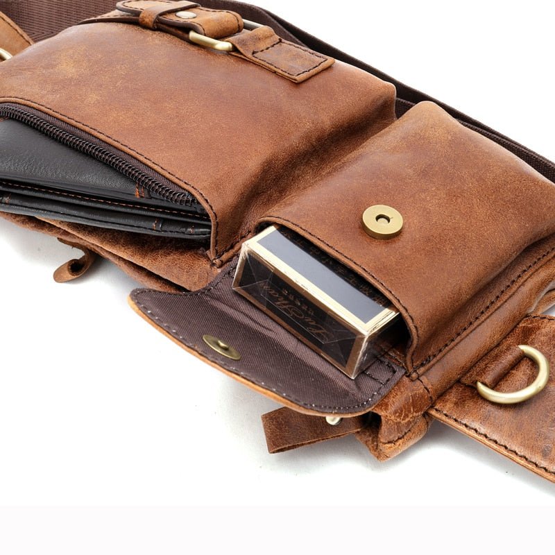 Pánske Peňaženky Luxury Exotic Leather Travel Chest Pack - Kávová Matná