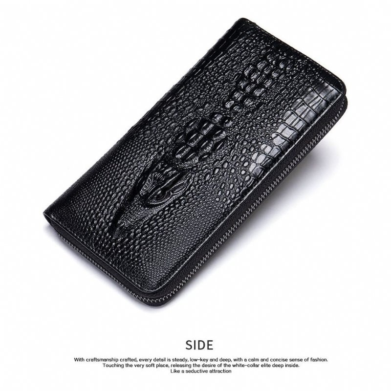 Pánske Peňaženky Luxusná Croczip Striped Long Wallet - Čierna