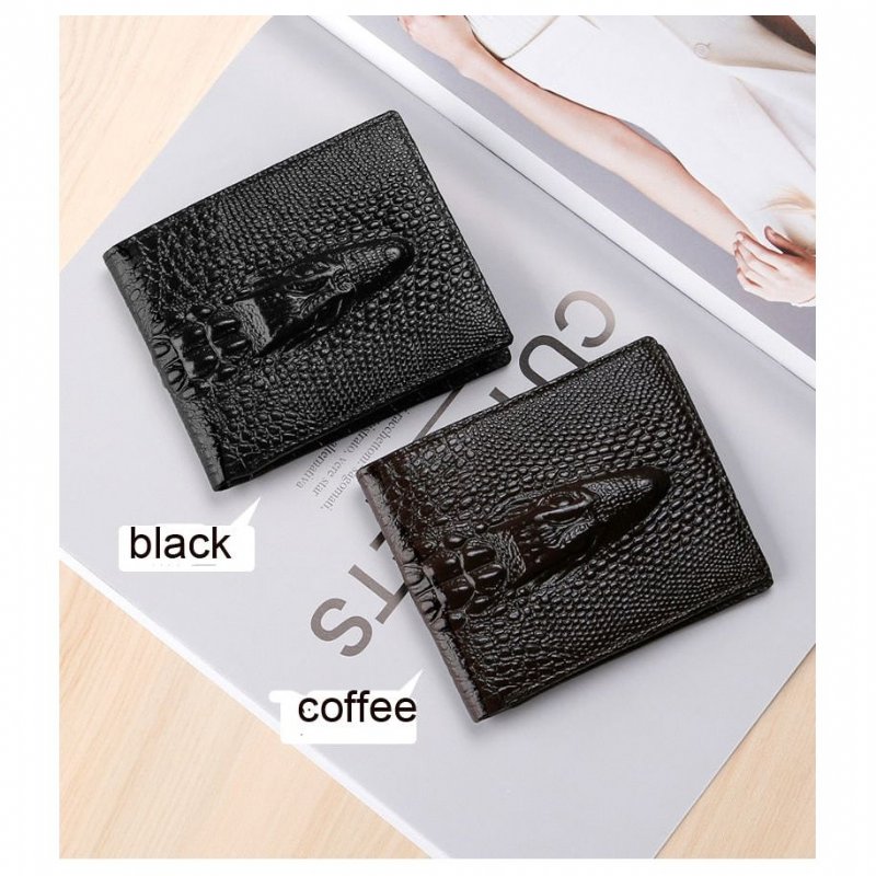 Pánske Peňaženky Luxusná Peňaženka Z Krokodílej Kože Vintage Card Holder - Black Short