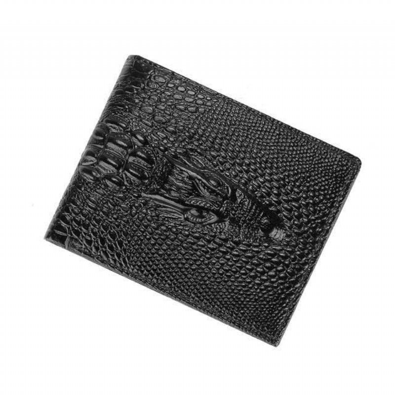 Pánske Peňaženky Luxusná Peňaženka Z Krokodílej Kože Vintage Card Holder - Black Short