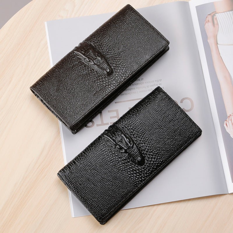 Pánske Peňaženky Luxusná Peňaženka Z Krokodílej Kože Vintage Card Holder - Black