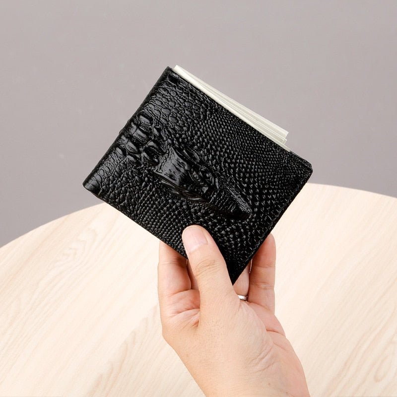 Pánske Peňaženky Luxusná Peňaženka Z Krokodílej Kože Vintage Card Holder - Black