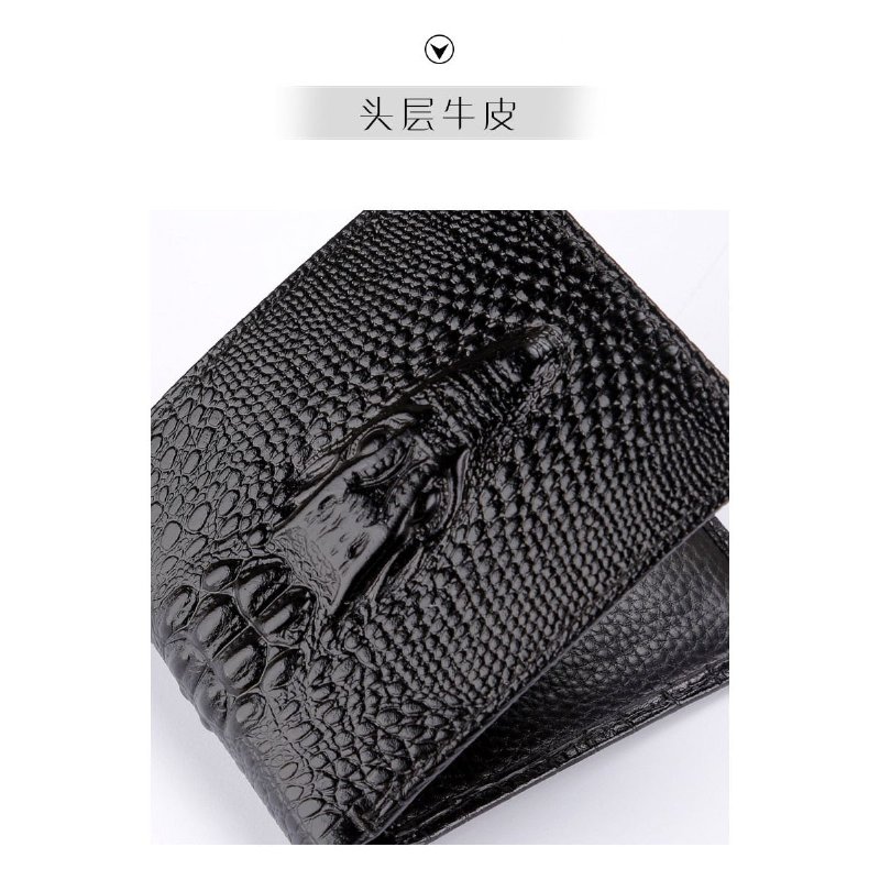 Pánske Peňaženky Luxusná Peňaženka Z Krokodílej Kože Vintage Card Holder - Black Short