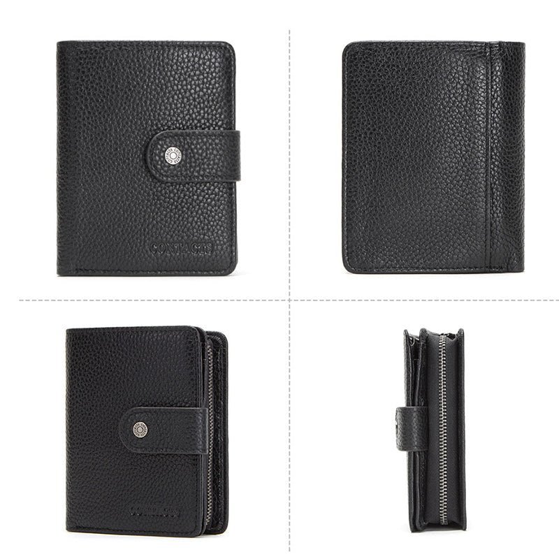 Pánske Peňaženky Rfid Short Zipper Clutch Wallet - Čierna