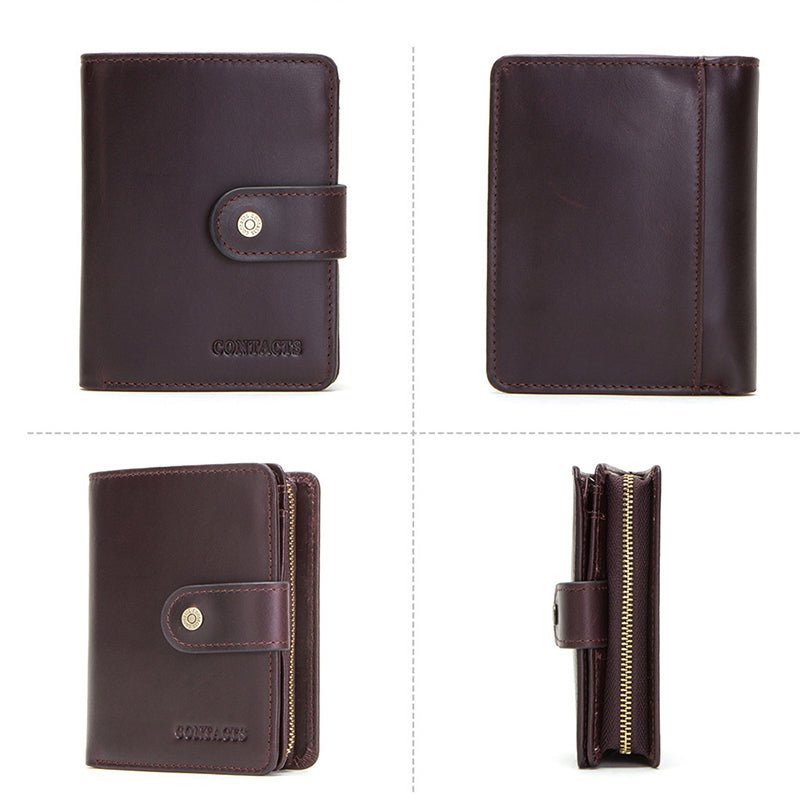 Pánske Peňaženky Rfid Short Zipper Clutch Wallet - Káva