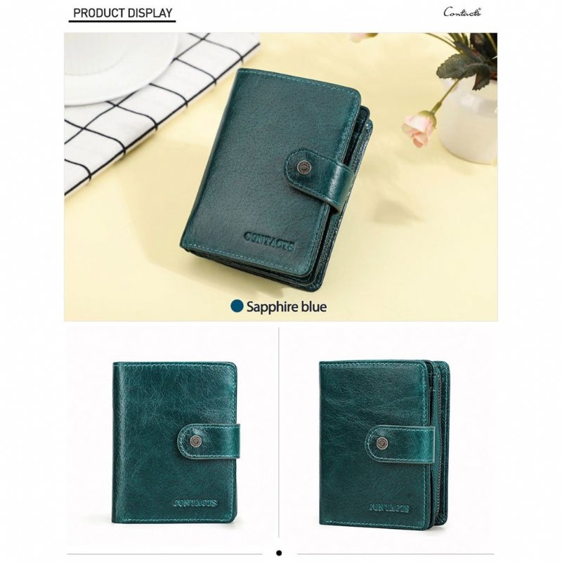 Pánske Peňaženky Rfid Short Zipper Clutch Wallet - Tmavomodrá