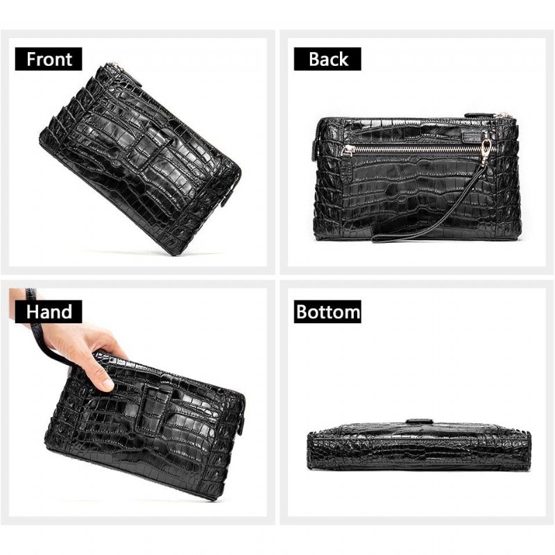 Pánske Peňaženky Vintage Leather Clutch Wallet - Čierna