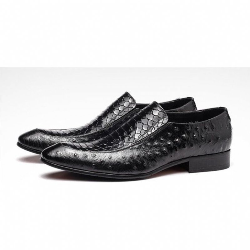 Pánske Spoločenské Topánky Croc Texture Leather Slip-on Oxford Brogues