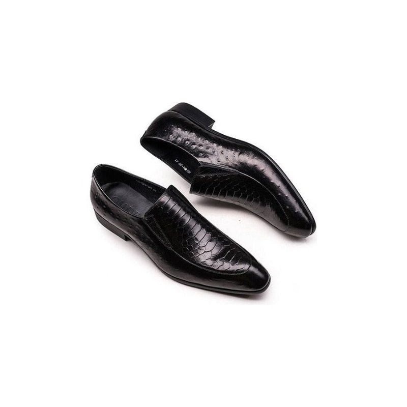 Pánske Spoločenské Topánky Croc Texture Leather Slip-on Oxford Brogues - Čierna