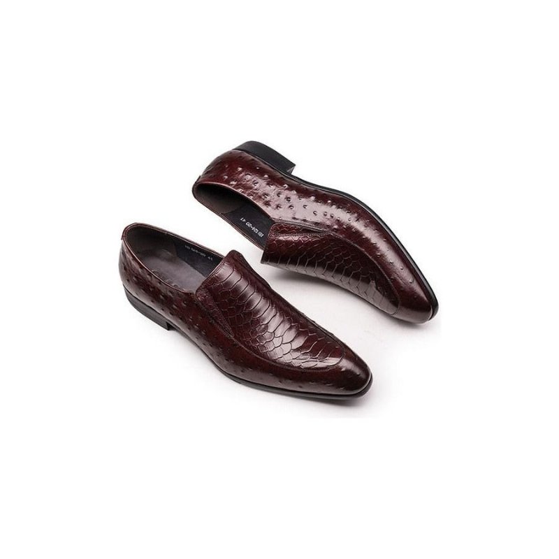 Pánske Spoločenské Topánky Croc Texture Leather Slip-on Oxford Brogues - Červená