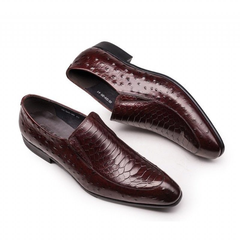 Pánske Spoločenské Topánky Croc Texture Leather Slip-on Oxford Brogues - Červená