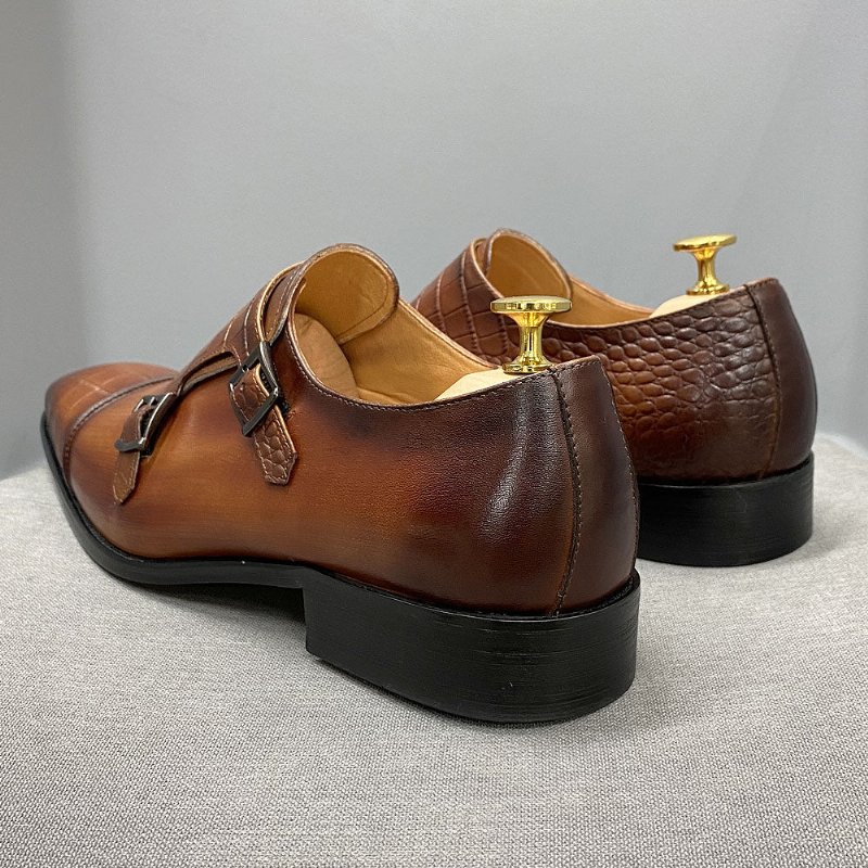 Pánske Spoločenské Topánky Elegantné Crocblend Monk Strap - Káva