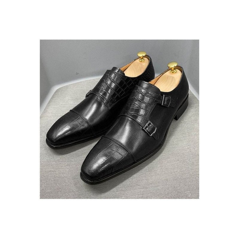 Pánske Spoločenské Topánky Elegantné Crocblend Monk Strap - Čierna