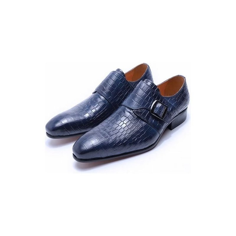 Pánske Spoločenské Topánky Elegantné Luxusné Croc Monkstrap - Modrá