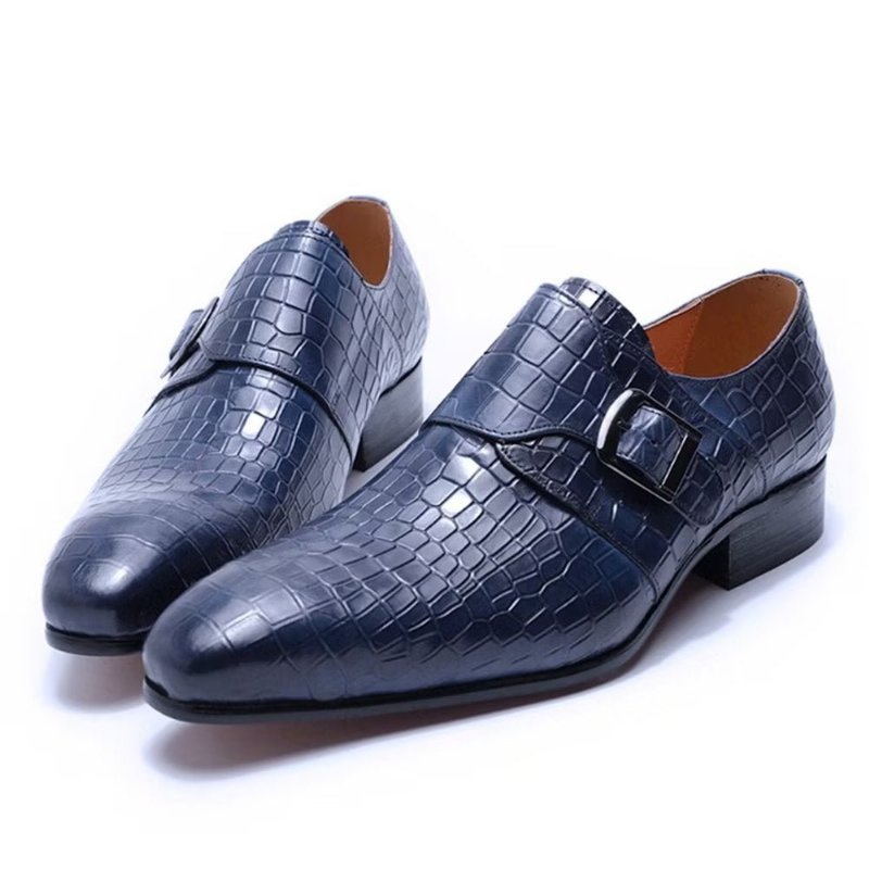 Pánske Spoločenské Topánky Elegantné Luxusné Croc Monkstrap - Modrá