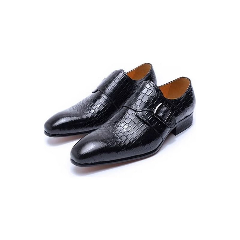 Pánske Spoločenské Topánky Elegantné Luxusné Croc Monkstrap - Čierna