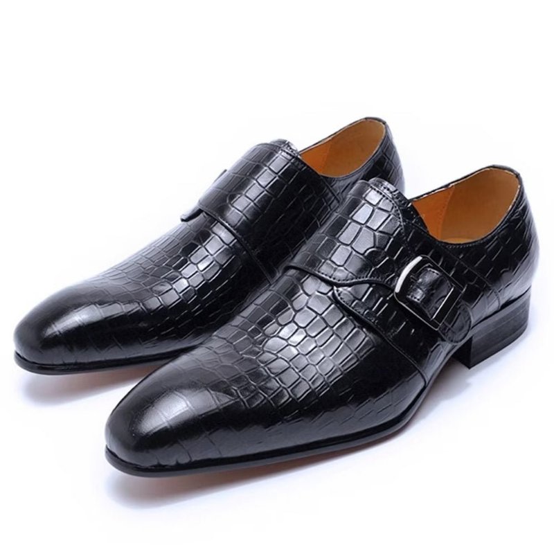 Pánske Spoločenské Topánky Elegantné Luxusné Croc Monkstrap - Čierna