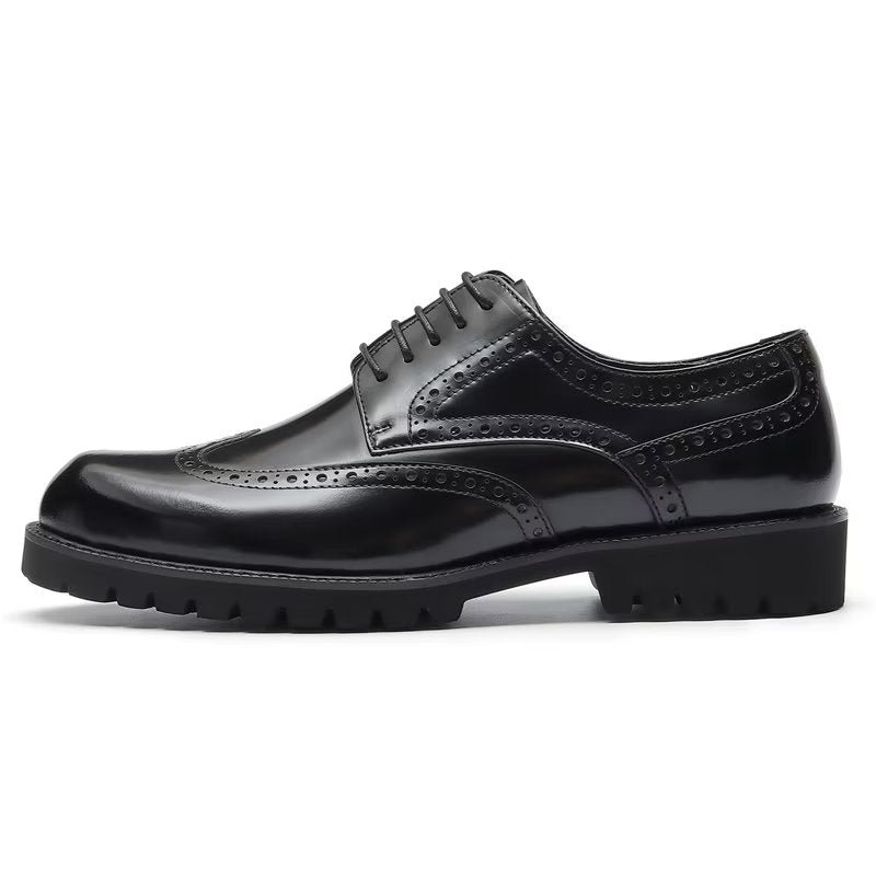 Pánske Spoločenské Topánky Embossovaná Elegance Brogue - Čierna