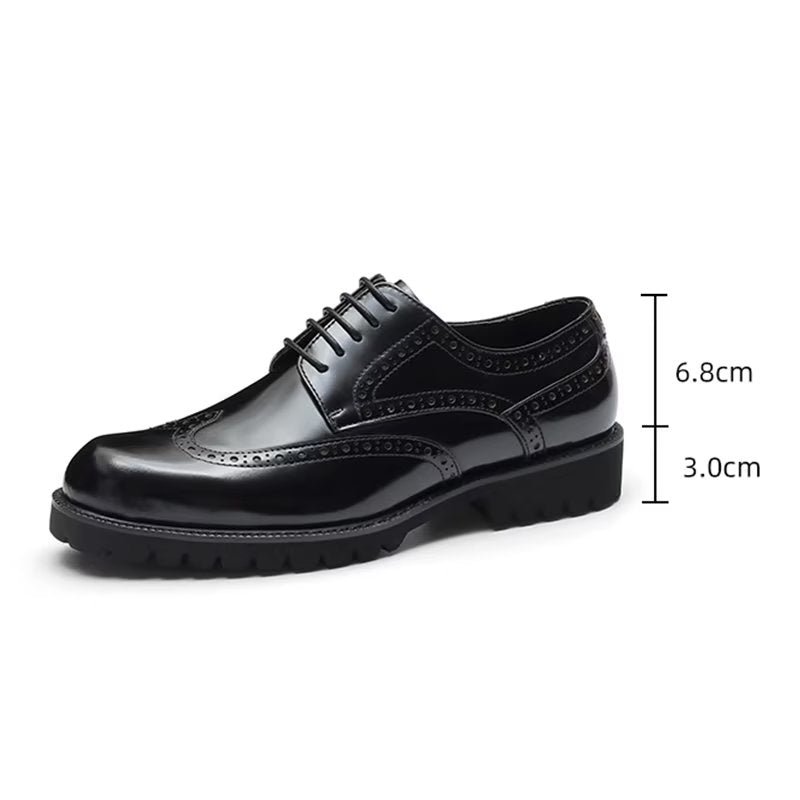 Pánske Spoločenské Topánky Embossovaná Elegance Brogue - Čierna