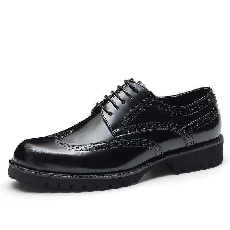 Pánske Spoločenské Topánky Embossovaná Elegance Brogue - Čierna