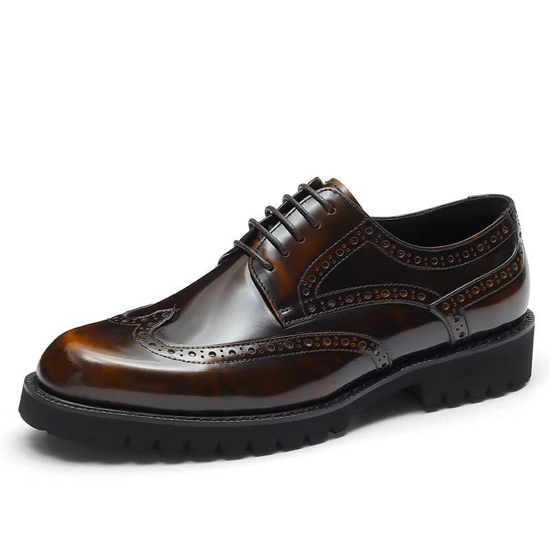 Pánske Spoločenské Topánky Embossovaná Elegance Brogue - Káva