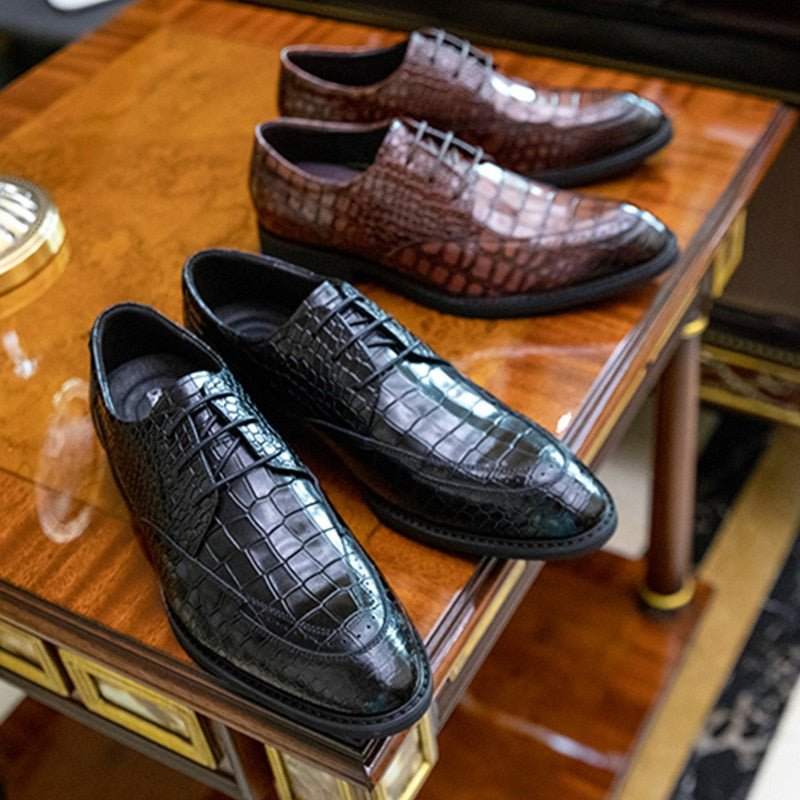 Pánske Spoločenské Topánky Luxusné Crocgloss Classic Brogue - Čierna