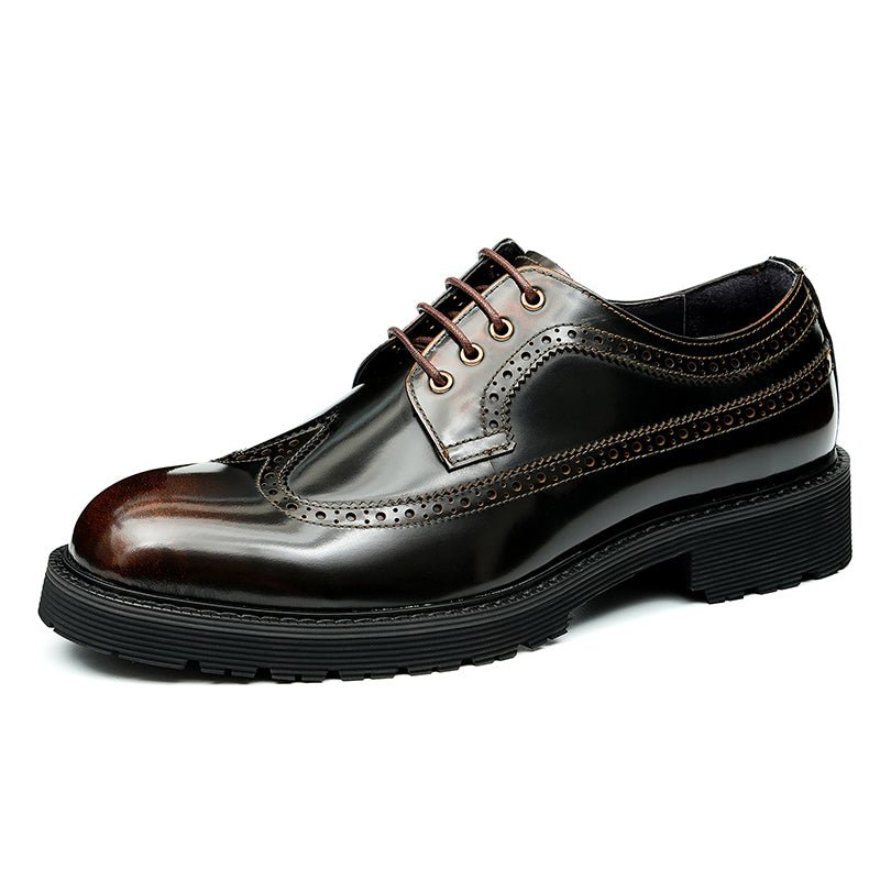 Pánske Spoločenské Topánky Luxusné Oxford Brogue - Káva