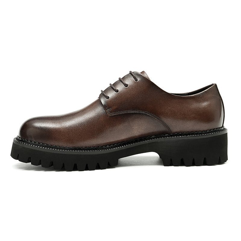 Pánske Spoločenské Topánky Luxusné Šnurovacie Brogue Oxford - Káva