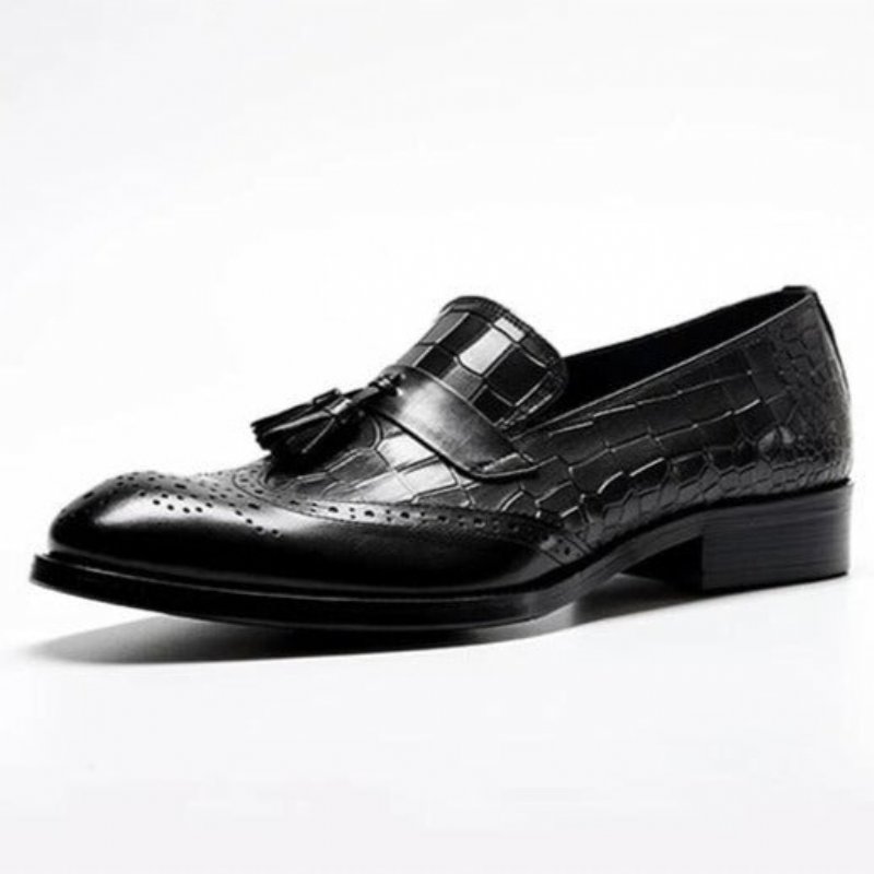 Pánske Spoločenské Topánky Mokasíny Vintage Tassel Brogue - Čierna