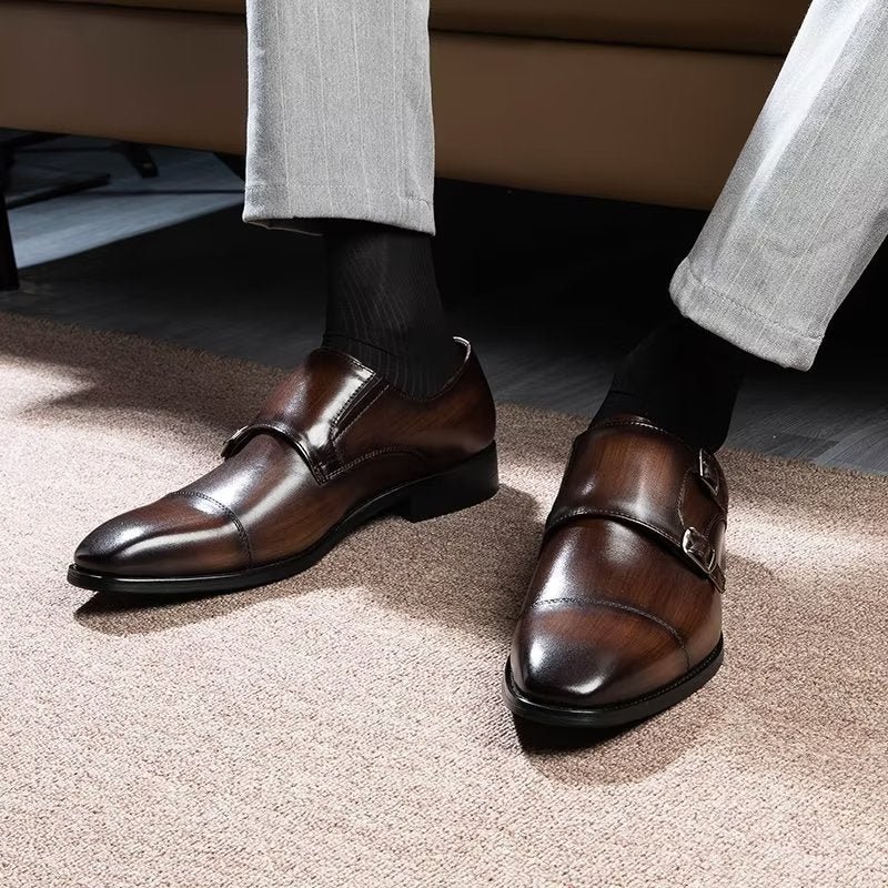 Pánske Spoločenské Topánky Monkstrap - Káva