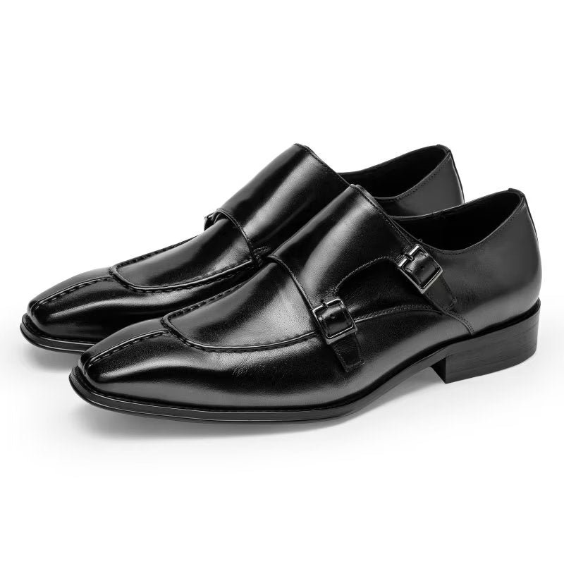 Pánske Spoločenské Topánky Monkstrap Elegantné Z Hovädzej Kože - Čierna