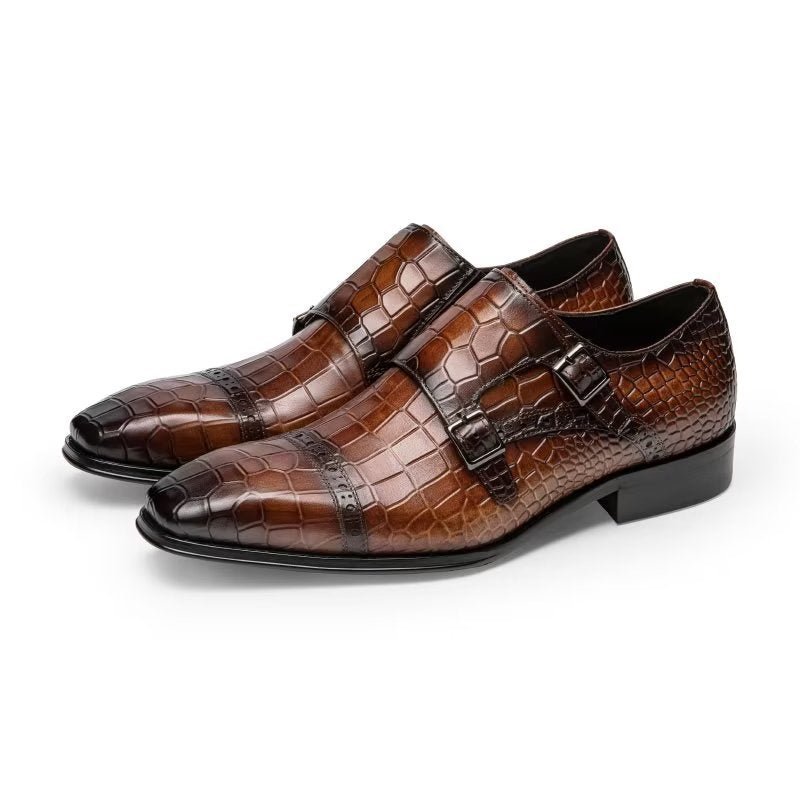 Pánske Spoločenské Topánky Monkstraps - Káva